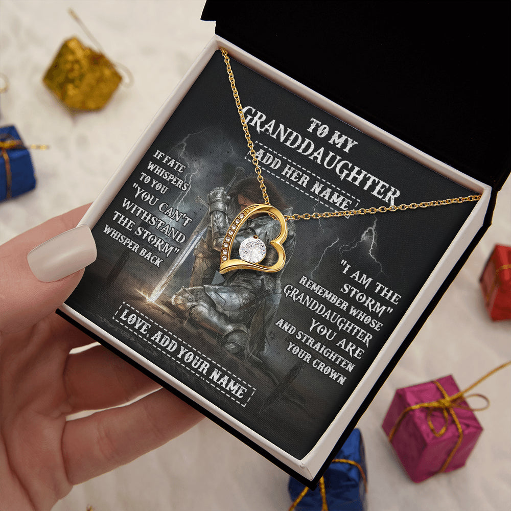 Personalized To My Granddaughter Necklace Women Warrior Knights Templar I Am The Storm Best Granddaughter Birthday Gifts Christmas Gift Box Message Card