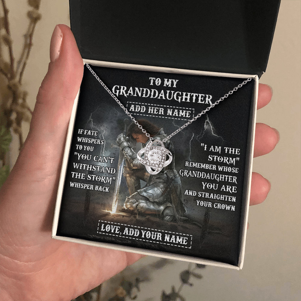 Personalized To My Granddaughter Necklace Women Warrior Knights Templar I Am The Storm Best Granddaughter Birthday Gifts Christmas Gift Box Message Card