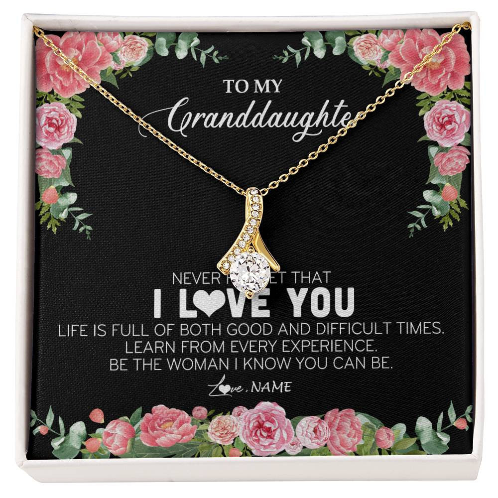 Personalized To My Granddaughter Necklace from Grandpa Papa Never Forget I Love You Floral Jewelry for Granddaughter Birthday Christmas Customized Message Card