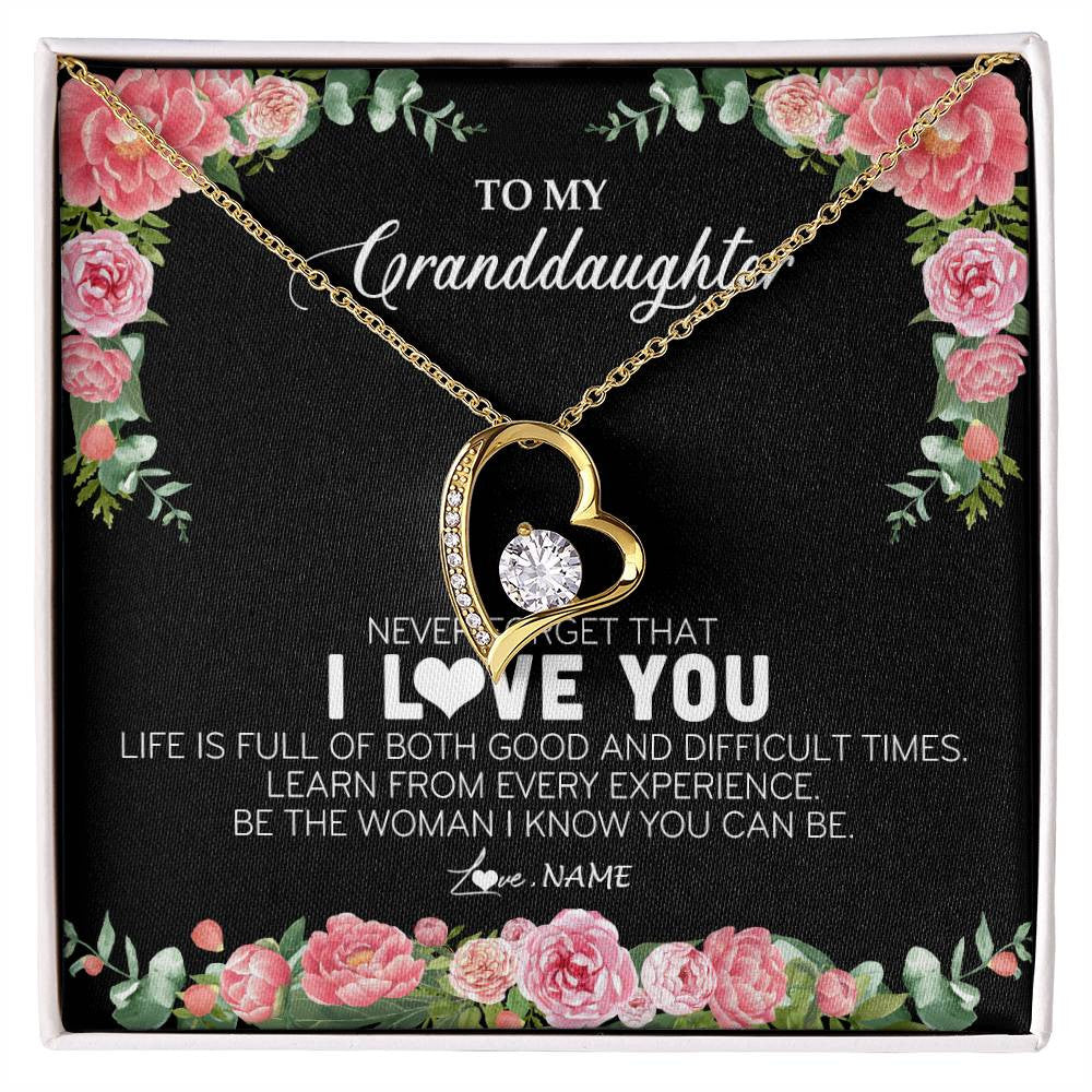 Personalized To My Granddaughter Necklace from Grandpa Papa Never Forget I Love You Floral Jewelry for Granddaughter Birthday Christmas Customized Message Card