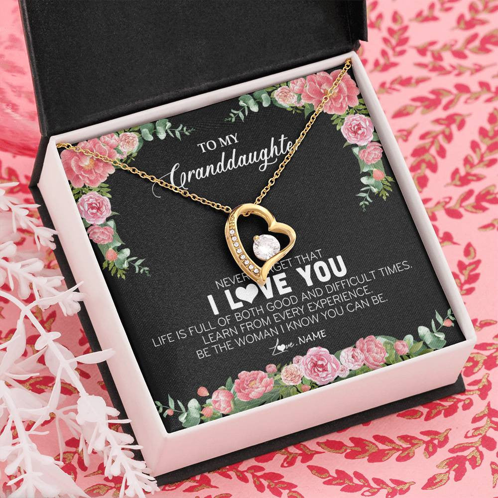 Personalized To My Granddaughter Necklace from Grandpa Papa Never Forget I Love You Floral Jewelry for Granddaughter Birthday Christmas Customized Message Card