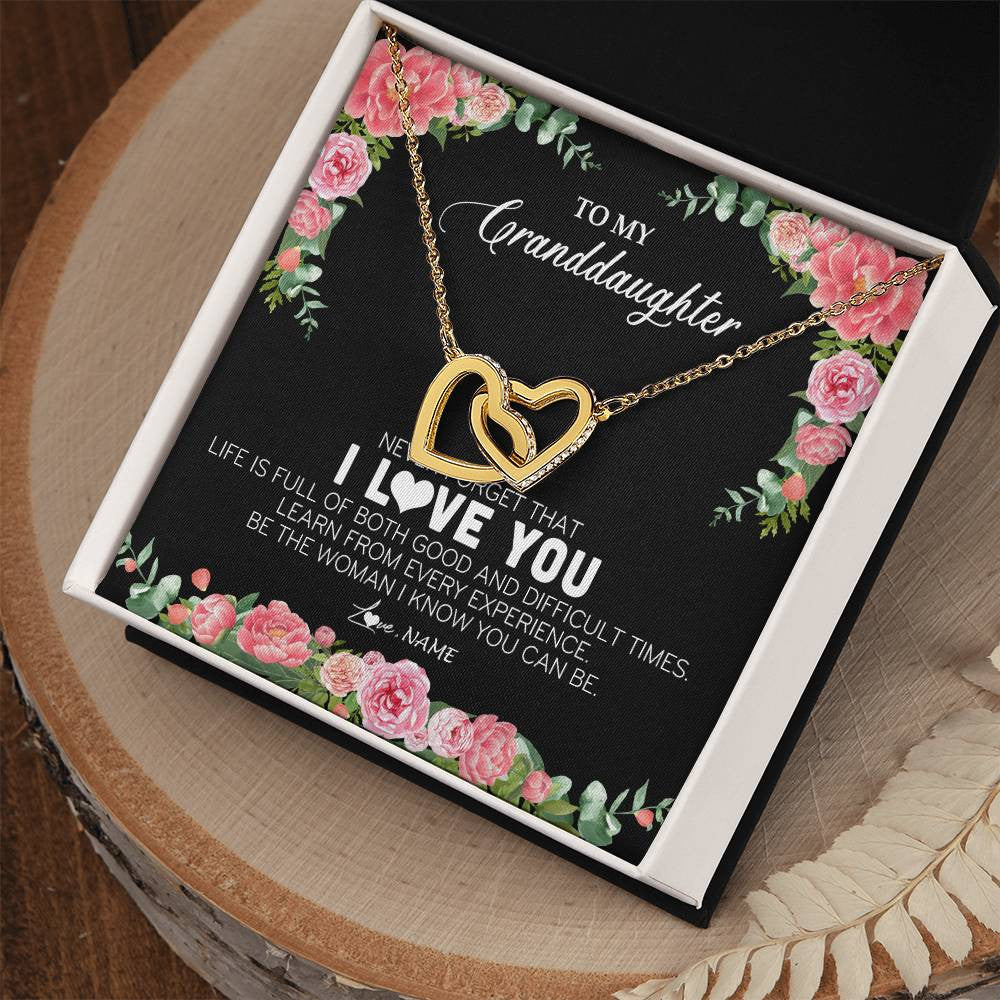 Personalized To My Granddaughter Necklace from Grandpa Papa Never Forget I Love You Floral Jewelry for Granddaughter Birthday Christmas Customized Message Card