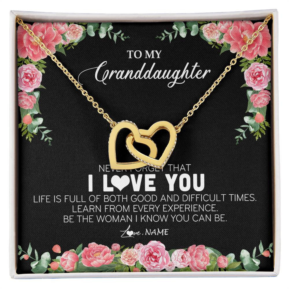 Personalized To My Granddaughter Necklace from Grandpa Papa Never Forget I Love You Floral Jewelry for Granddaughter Birthday Christmas Customized Message Card