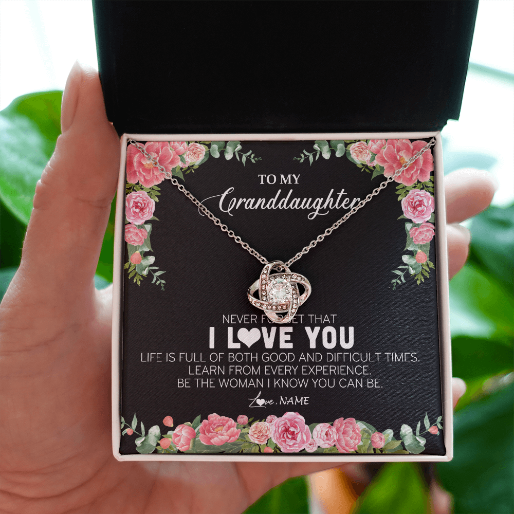 Personalized To My Granddaughter Necklace from Grandpa Papa Never Forget I Love You Floral Jewelry for Granddaughter Birthday Christmas Customized Message Card