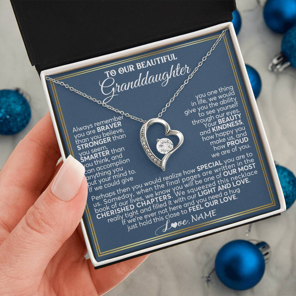 Personalized To Our Beautiful Granddaughter Necklace From Grandma Grandpa Always Remember Granddaughter Birthday Christmas Customized Gift Box Message Card