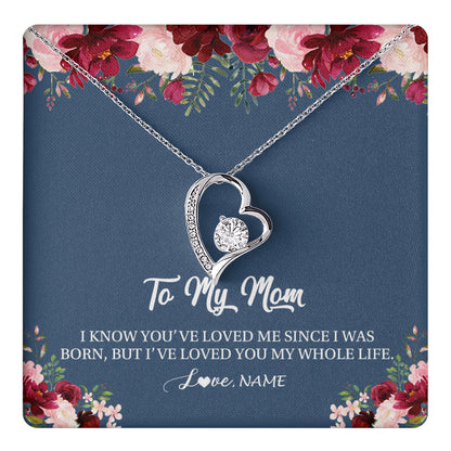 Personalized Mom Necklace From Daughter Son I've Loved You My Whole Life Floral Mom Birthday Mothers Day Christmas Customized Message Card