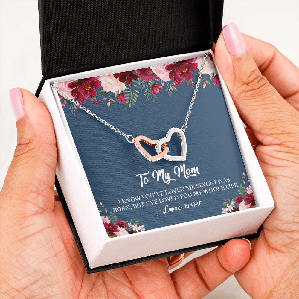 Personalized Mom Necklace From Daughter Son I've Loved You My Whole Life Floral Mom Birthday Mothers Day Christmas Customized Message Card