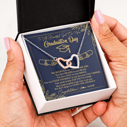 Personalized To A Beautiful Women On Her Graduation Day Necklace Class of 2024 For Daughter Granddaughter Sister Jewelry Customized Gift Box Message Card
