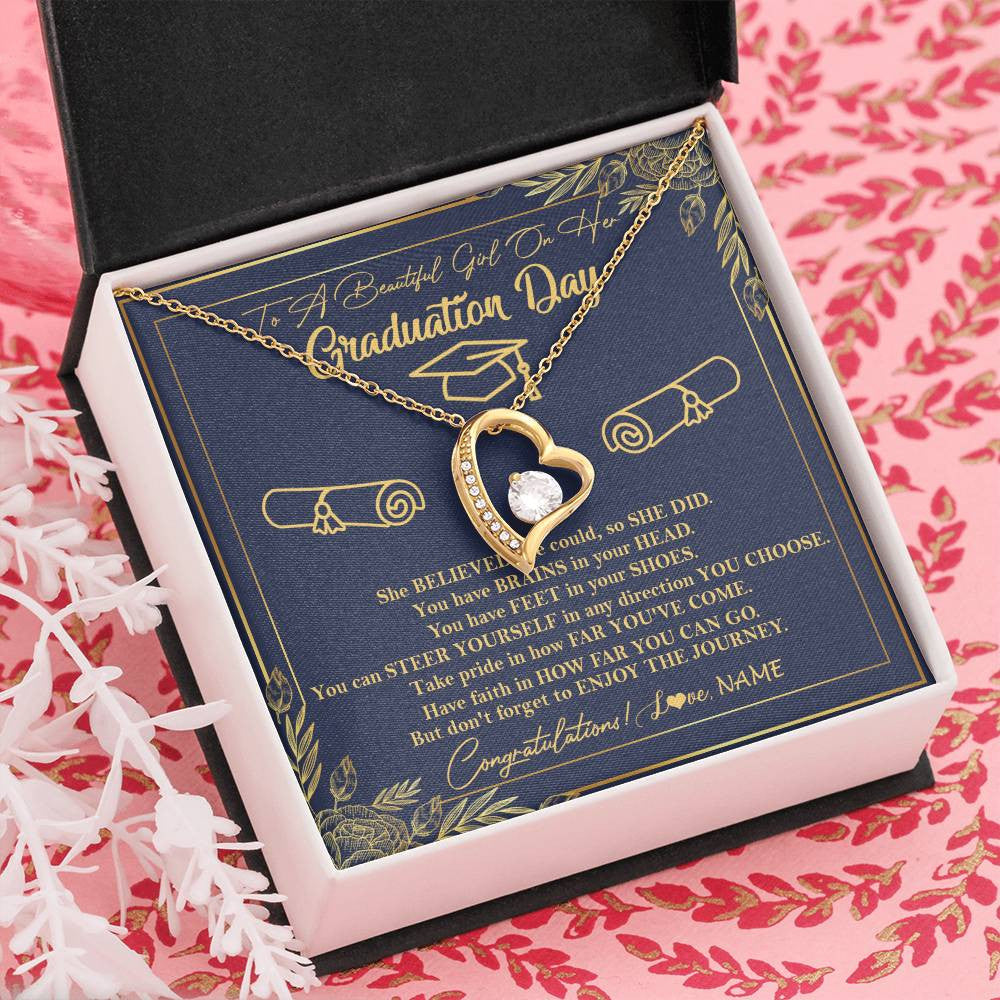 Personalized To A Beautiful Women On Her Graduation Day Necklace Class of 2024 For Daughter Granddaughter Sister Jewelry Customized Gift Box Message Card