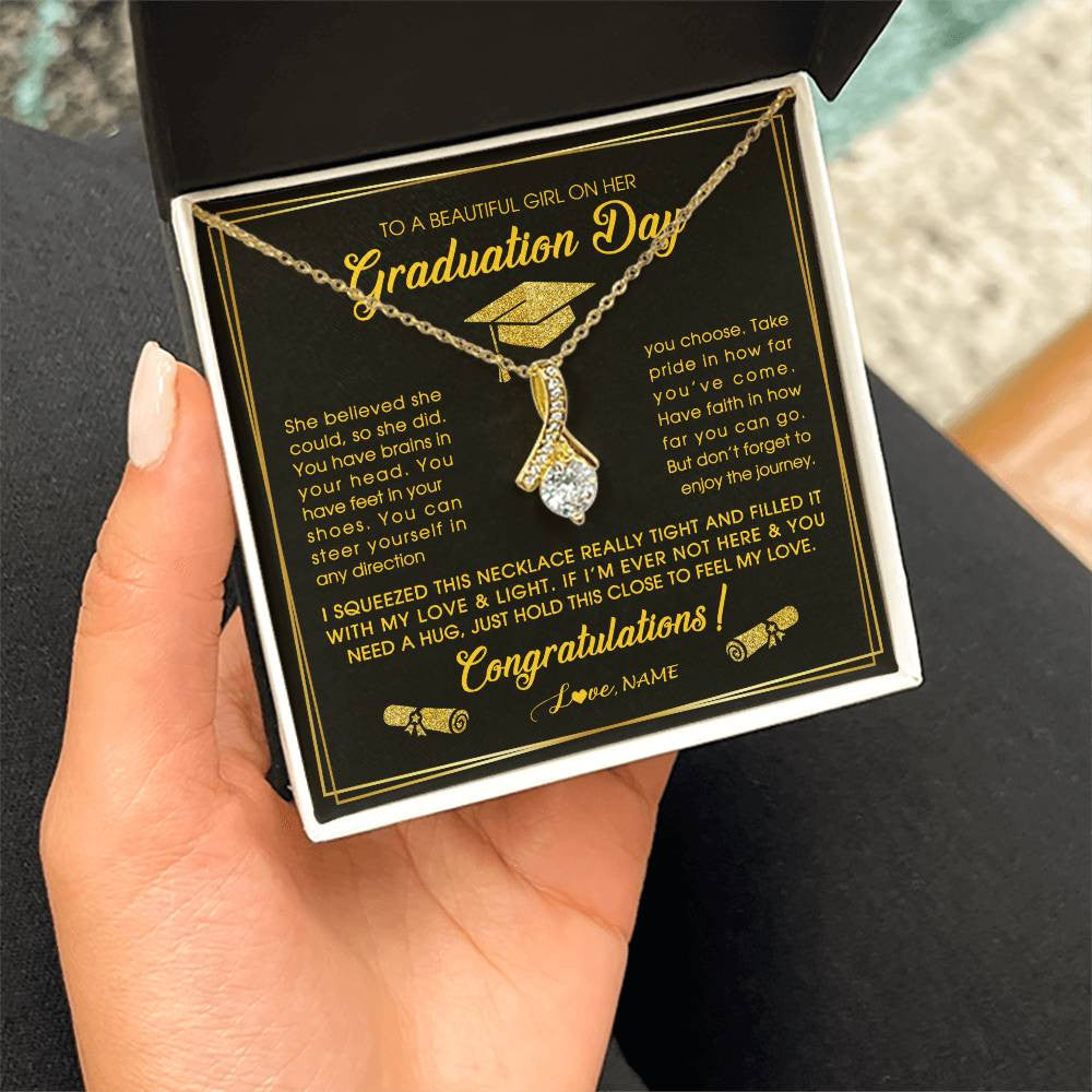 Personalized To A Beautiful Women On Her Graduation Day Necklace For Daughter Granddaughter Sister Bonus Daughter Jewelry Customized Gift Box Message Card