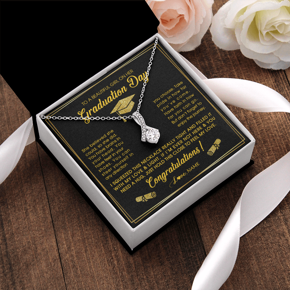 Personalized To A Beautiful Women On Her Graduation Day Necklace For Daughter Granddaughter Sister Bonus Daughter Jewelry Customized Gift Box Message Card