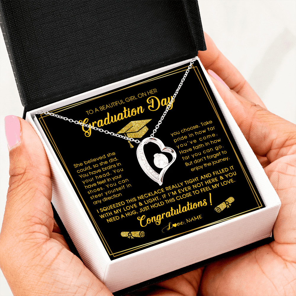 Personalized To A Beautiful Women On Her Graduation Day Necklace For Daughter Granddaughter Sister Bonus Daughter Jewelry Customized Gift Box Message Card
