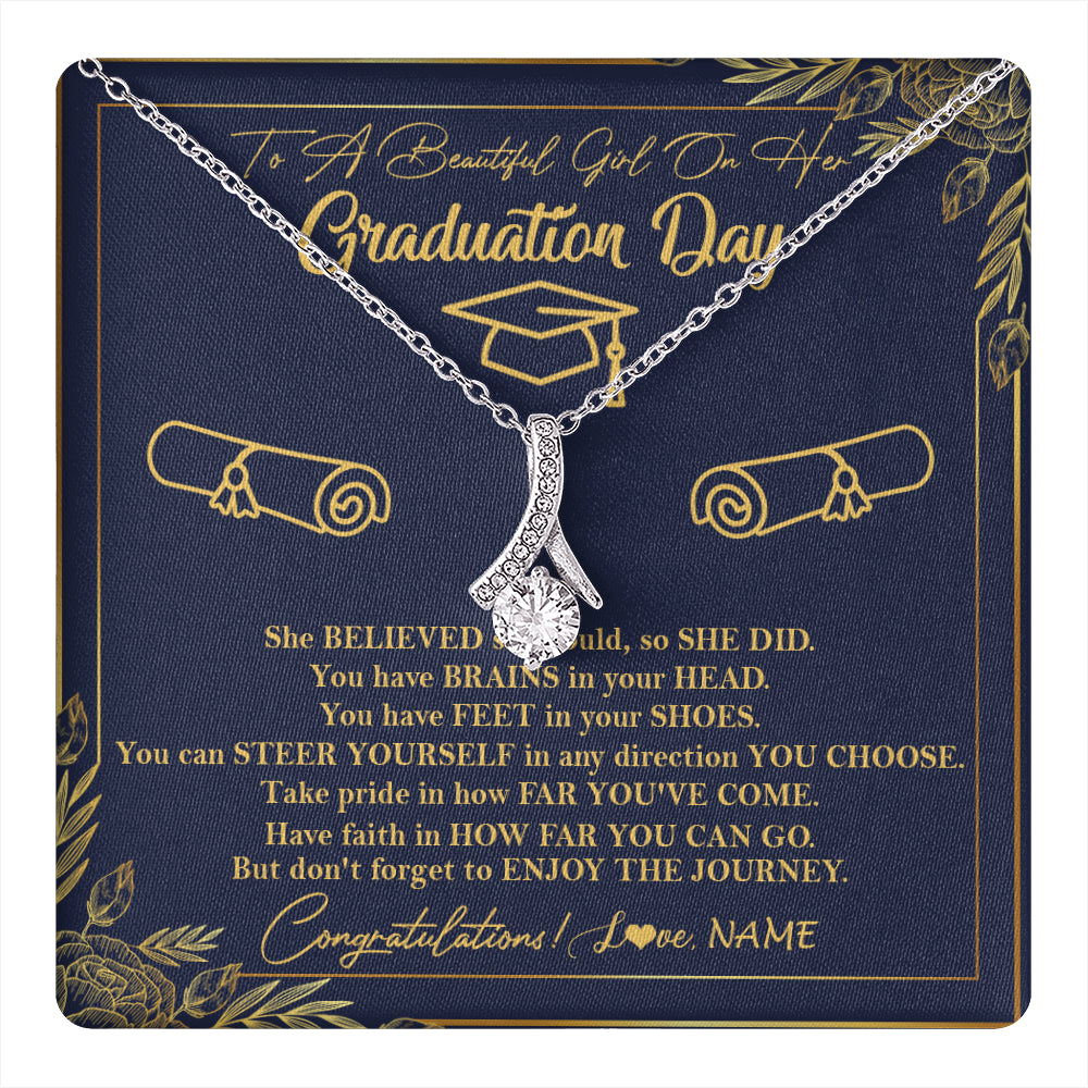 Personalized To A Beautiful Women On Her Graduation Day Necklace Class of 2024 For Daughter Granddaughter Sister Jewelry Customized Gift Box Message Card
