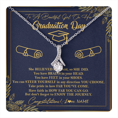 Personalized To A Beautiful Women On Her Graduation Day Necklace Class of 2024 For Daughter Granddaughter Sister Jewelry Customized Gift Box Message Card