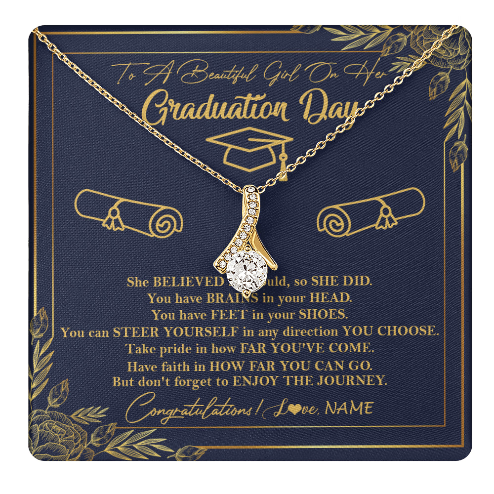Personalized To A Beautiful Women On Her Graduation Day Necklace Class of 2024 For Daughter Granddaughter Sister Jewelry Customized Gift Box Message Card
