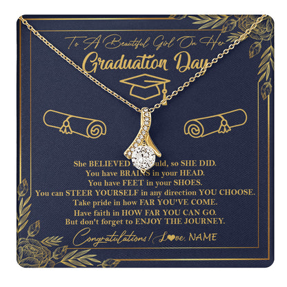 Personalized To A Beautiful Women On Her Graduation Day Necklace Class of 2024 For Daughter Granddaughter Sister Jewelry Customized Gift Box Message Card