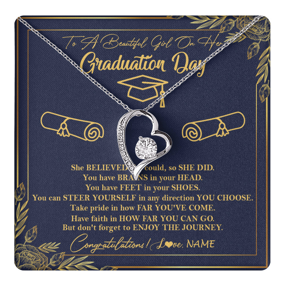 Personalized To A Beautiful Women On Her Graduation Day Necklace Class of 2024 For Daughter Granddaughter Sister Jewelry Customized Gift Box Message Card