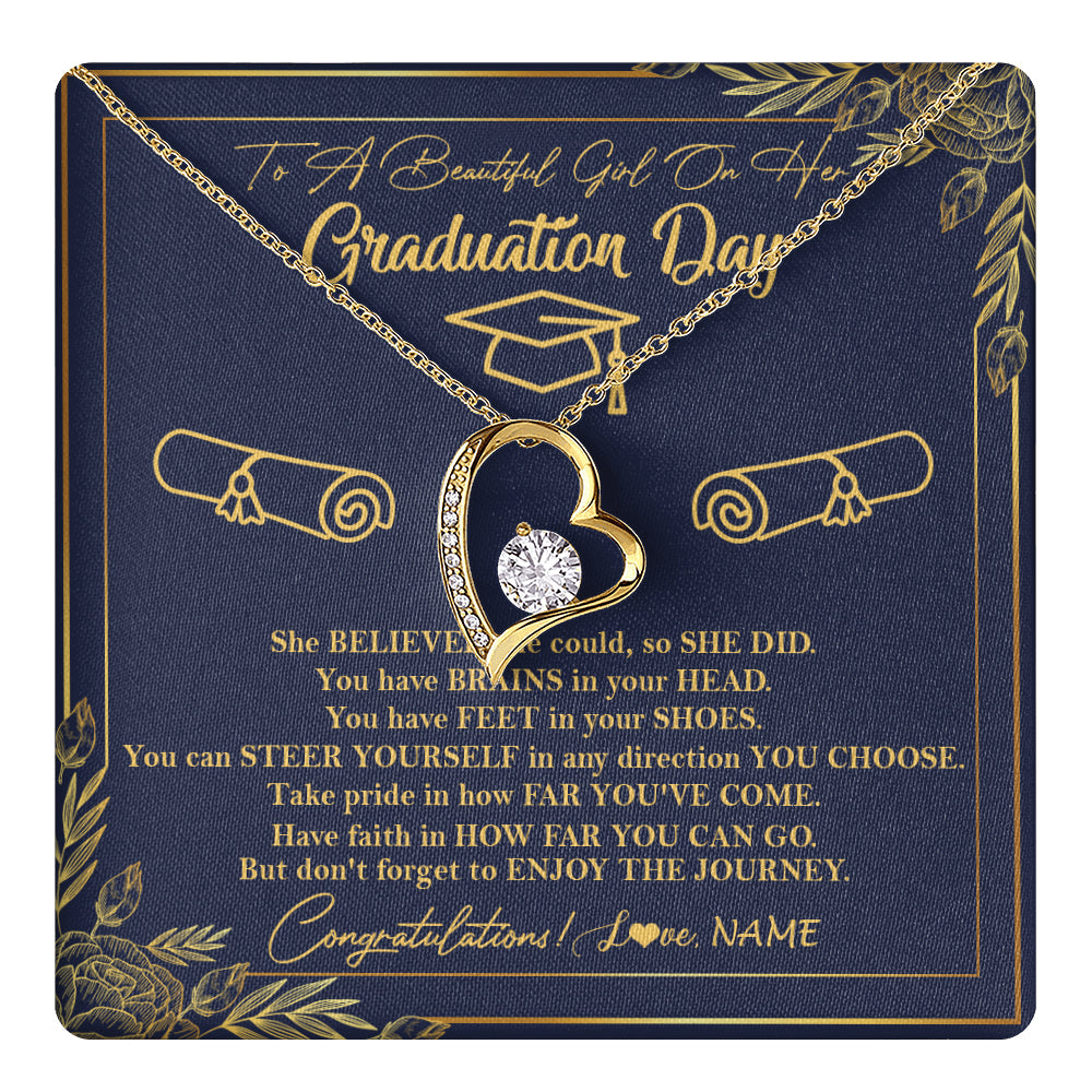 Personalized To A Beautiful Women On Her Graduation Day Necklace Class of 2024 For Daughter Granddaughter Sister Jewelry Customized Gift Box Message Card