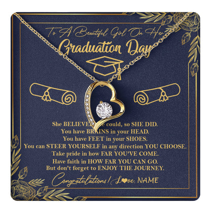 Personalized To A Beautiful Women On Her Graduation Day Necklace Class of 2024 For Daughter Granddaughter Sister Jewelry Customized Gift Box Message Card