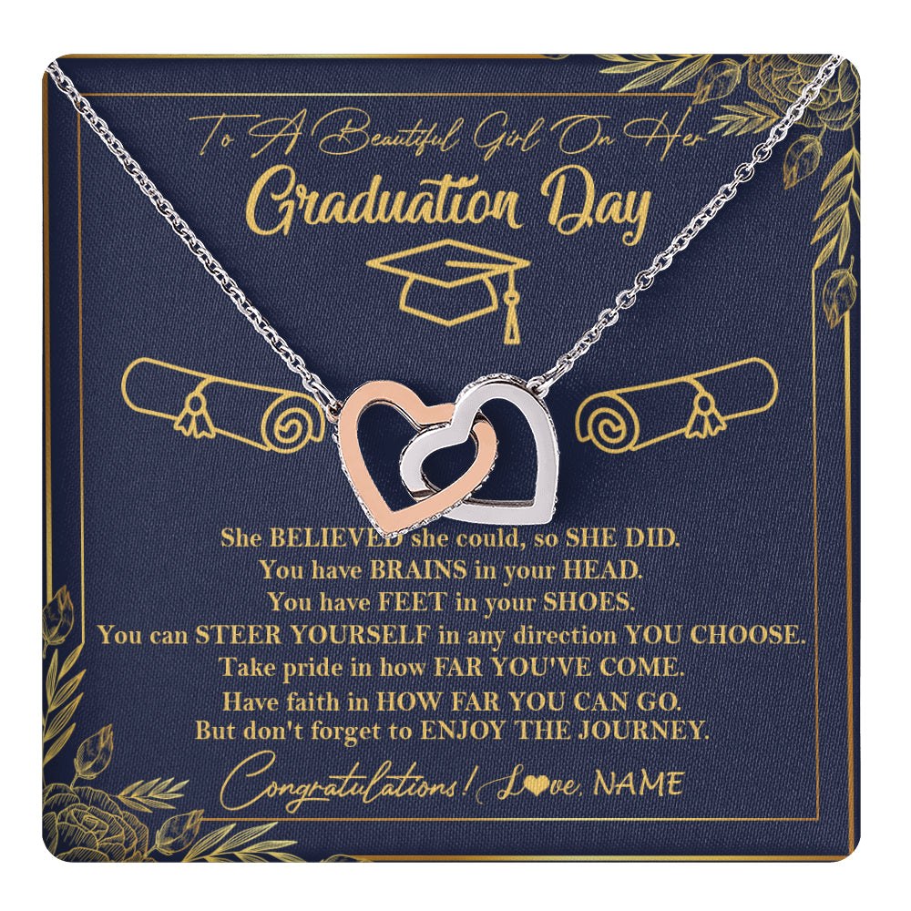Personalized To A Beautiful Women On Her Graduation Day Necklace Class of 2024 For Daughter Granddaughter Sister Jewelry Customized Gift Box Message Card