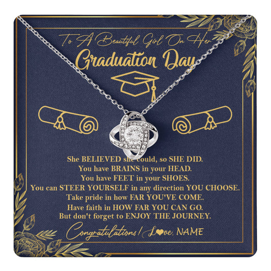 Personalized To A Beautiful Women On Her Graduation Day Necklace Class of 2024 For Daughter Granddaughter Sister Jewelry Customized Gift Box Message Card