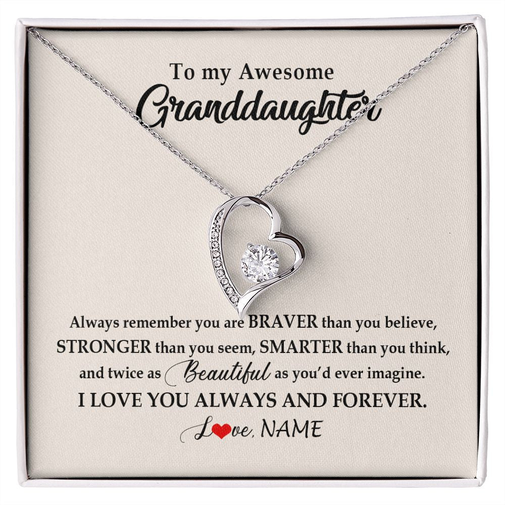 Personalized To My Awesome Granddaughter Necklace From Grandma Nana I Love You Always And Forever Granddaughter Birthday Customized Gift Box Message Card