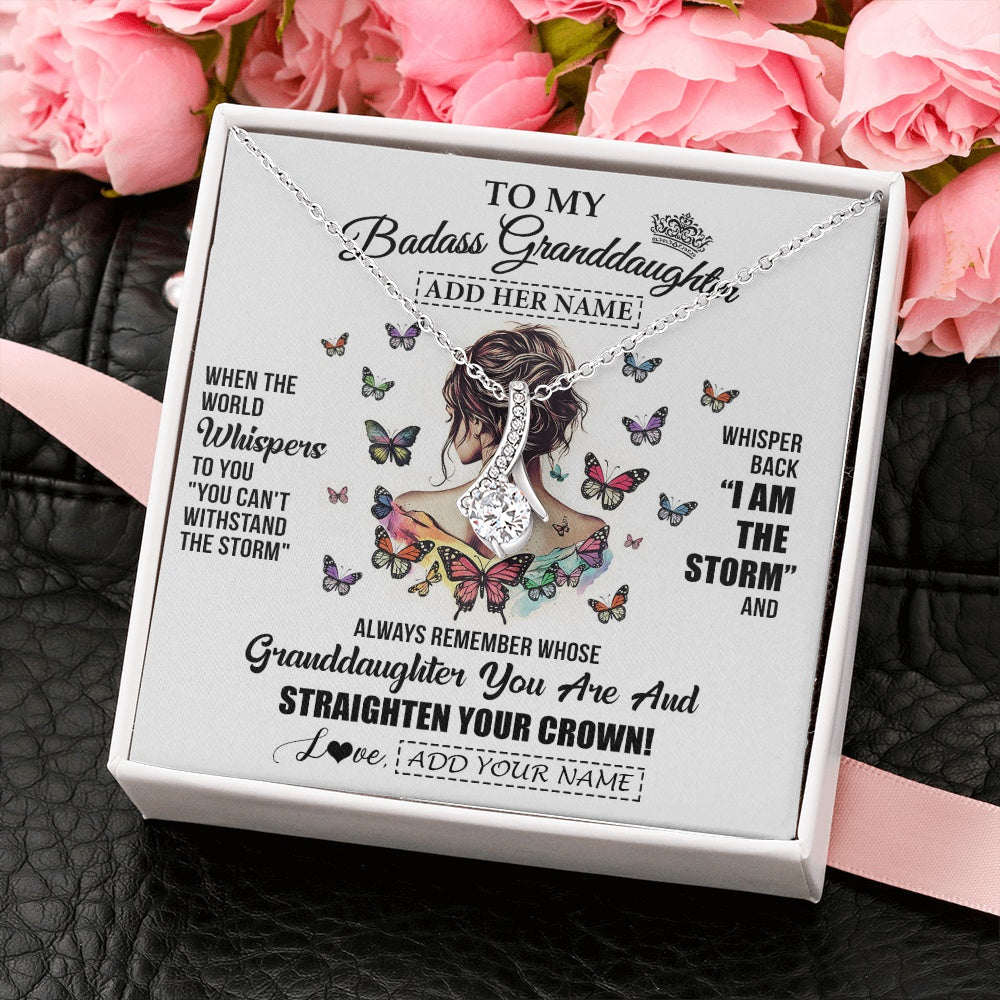 Personalized To My Badass Granddaughter I Am The Storm Necklace From Grandpa Papa Beautiful Granddaughter Birthday Gifts Christmas Gift Box Message Card
