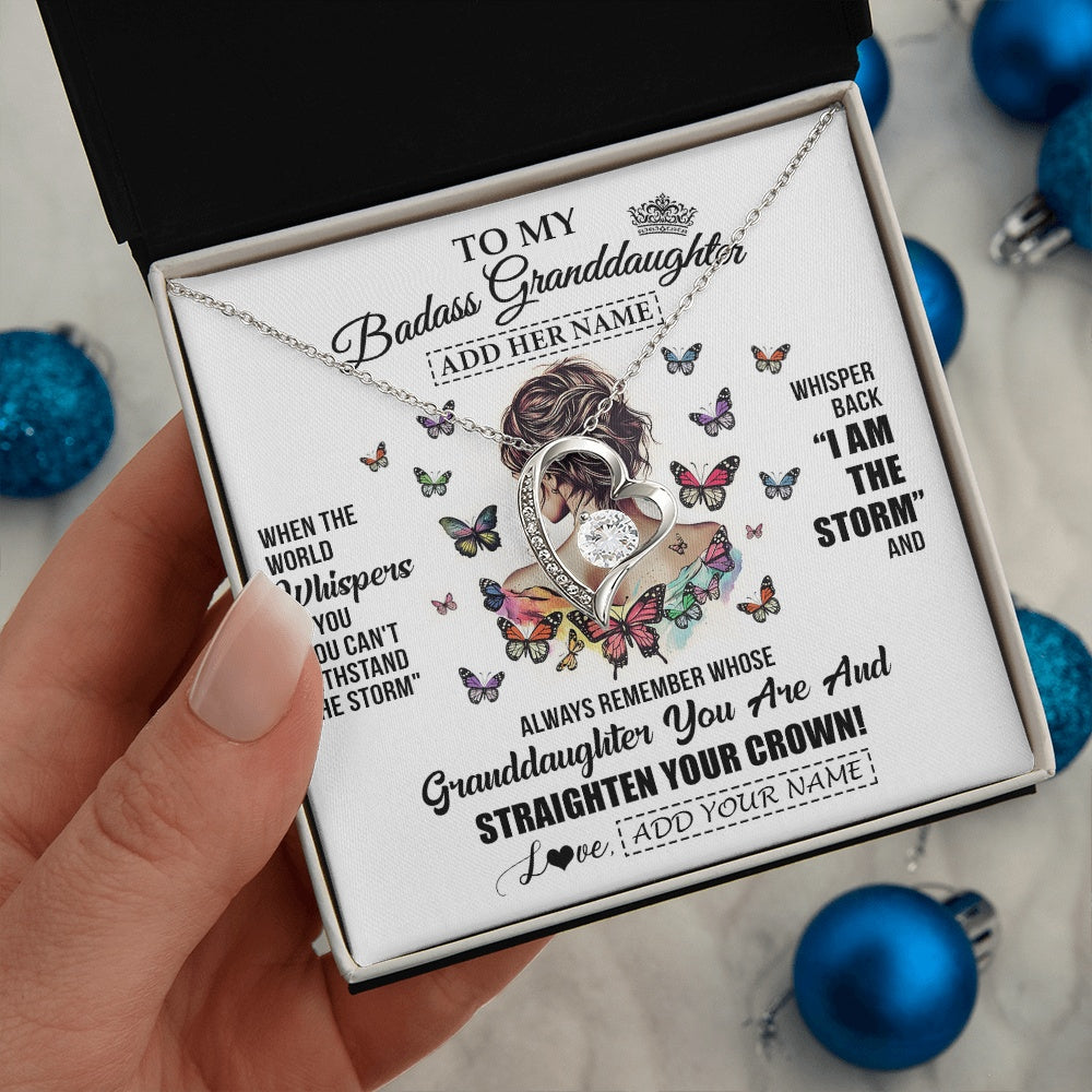 Personalized To My Badass Granddaughter I Am The Storm Necklace From Grandpa Papa Beautiful Granddaughter Birthday Gifts Christmas Gift Box Message Card