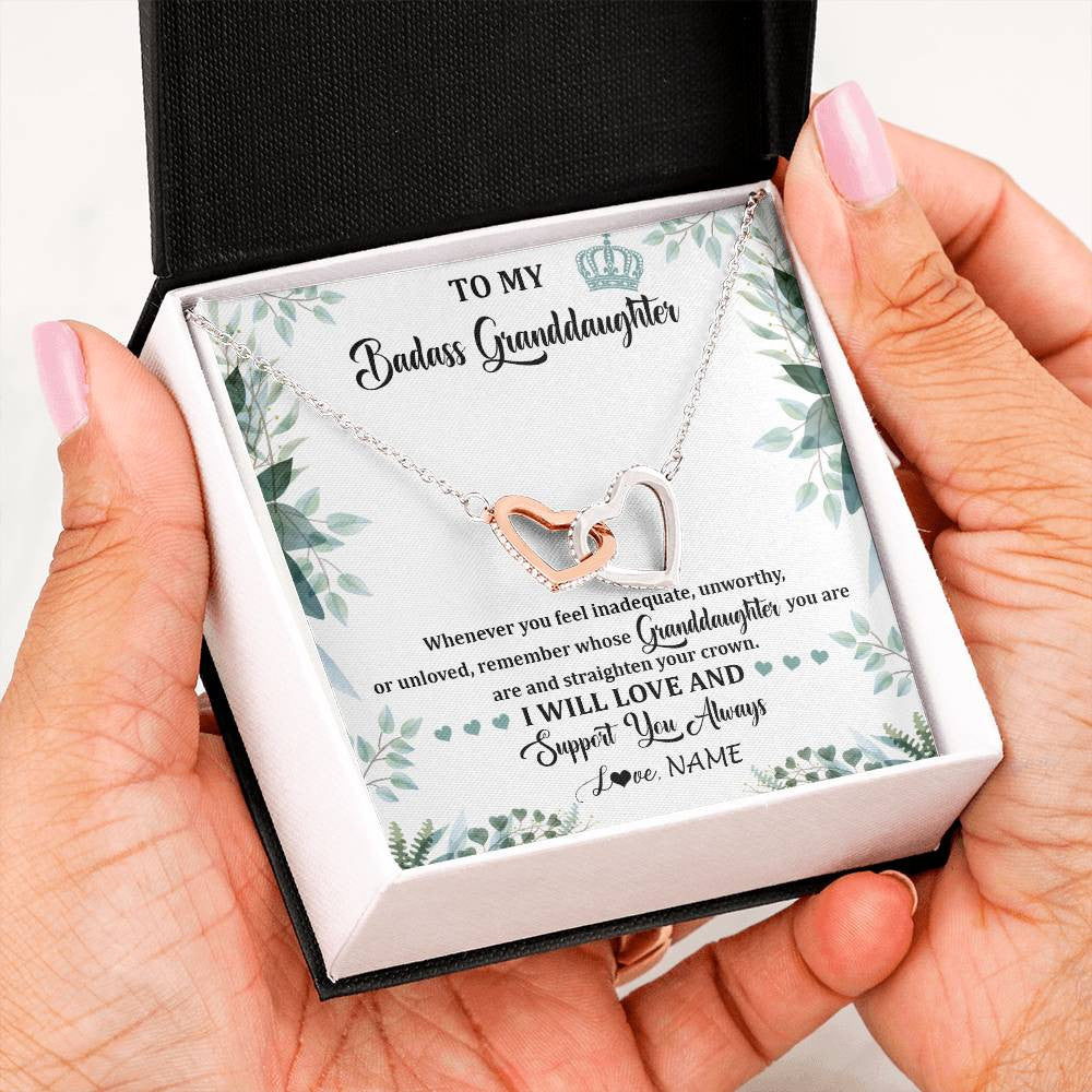 Personalized To My Badass Granddaughter Necklace From Grandma Grandpa Straighten Your Crown Granddaughter Birthday Christmas Customized Gift Box Message Card