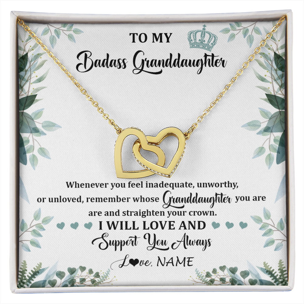 Personalized To My Badass Granddaughter Necklace From Grandma Grandpa Straighten Your Crown Granddaughter Birthday Christmas Customized Gift Box Message Card