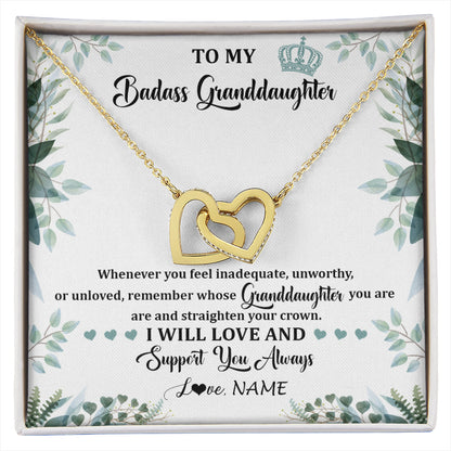 Personalized To My Badass Granddaughter Necklace From Grandma Grandpa Straighten Your Crown Granddaughter Birthday Christmas Customized Gift Box Message Card