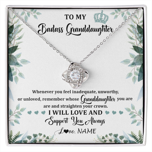 Personalized To My Badass Granddaughter Necklace From Grandma Grandpa Straighten Your Crown Granddaughter Birthday Christmas Customized Gift Box Message Card