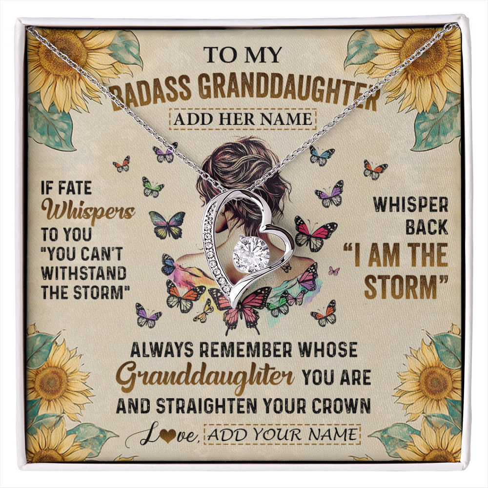 Personalized To My Badass Granddaughter Necklace From Grandpa Papa I Am The Storm Granddaughter Gifts Birthday Christmas Customized Gift Box Message Card