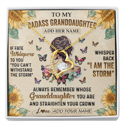 Personalized To My Badass Granddaughter Necklace From Grandpa Papa I Am The Storm Granddaughter Gifts Birthday Christmas Customized Gift Box Message Card
