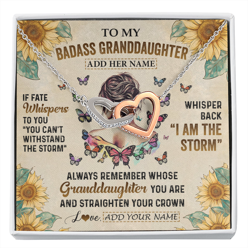 Personalized To My Badass Granddaughter Necklace From Grandpa Papa I Am The Storm Granddaughter Gifts Birthday Christmas Customized Gift Box Message Card