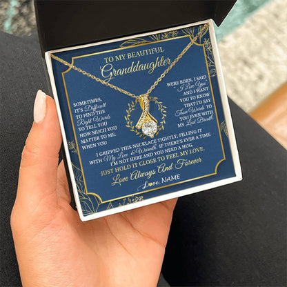 Personalized To My Beautiful Granddaughter From Grandma I Gripped This Necklace Granddaughter Jewelry Birthday Christmas Customized Gift Box Message Card