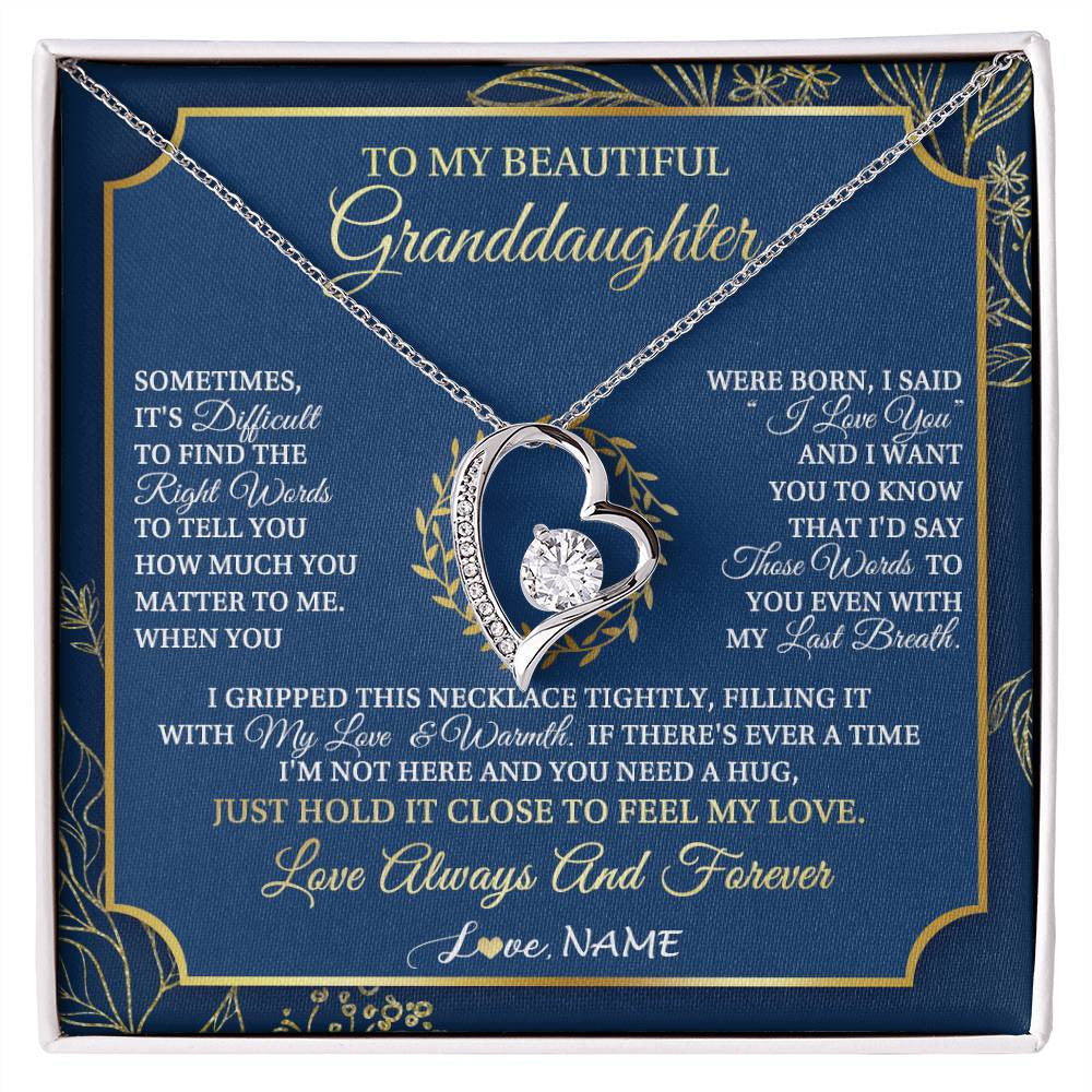 Personalized To My Beautiful Granddaughter From Grandma I Gripped This Necklace Granddaughter Jewelry Birthday Christmas Customized Gift Box Message Card