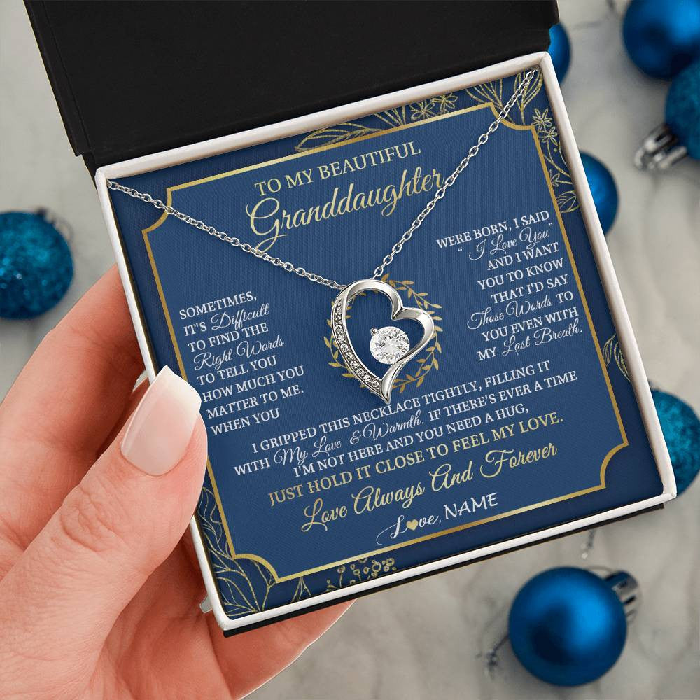 Personalized To My Beautiful Granddaughter From Grandma I Gripped This Necklace Granddaughter Jewelry Birthday Christmas Customized Gift Box Message Card