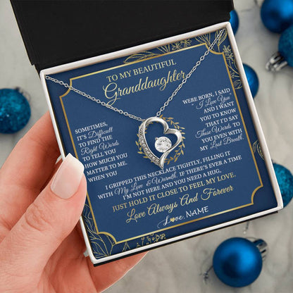 Personalized To My Beautiful Granddaughter From Grandma I Gripped This Necklace Granddaughter Jewelry Birthday Christmas Customized Gift Box Message Card