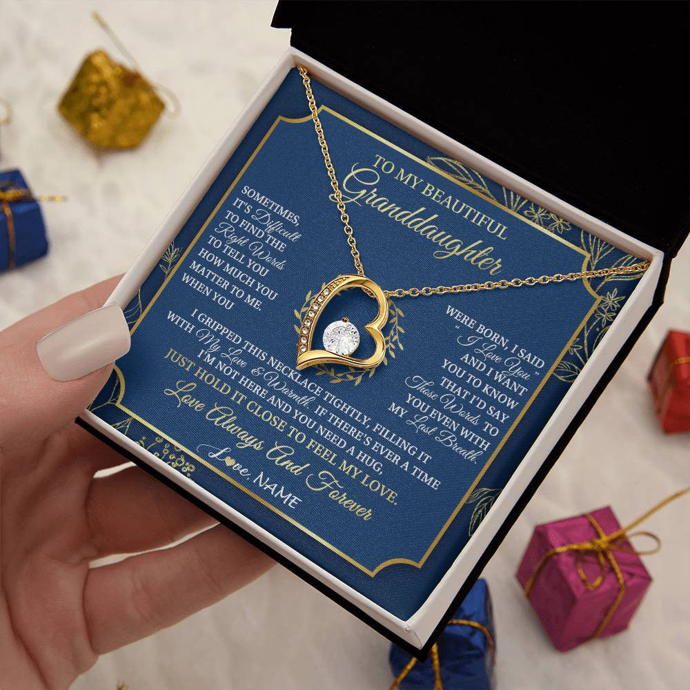 Personalized To My Beautiful Granddaughter From Grandma I Gripped This Necklace Granddaughter Jewelry Birthday Christmas Customized Gift Box Message Card