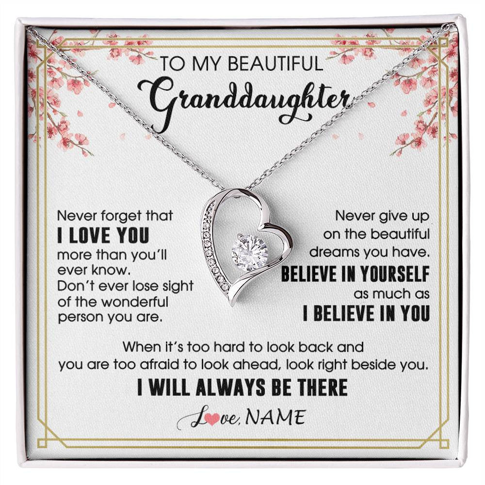 Personalized To My Beautiful Granddaughter From Grandma Necklace I Love You Believe In You Granddaughter Birthday Christmas Customized Gift Box Message Card