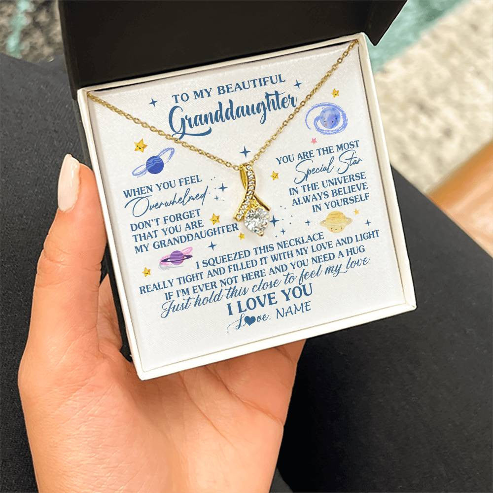 Personalized To My Beautiful Granddaughter Gifs From Grandma Necklace Inspirational Granddaughter Birthday Jewelry Christmas Customized Gift Box Message Card