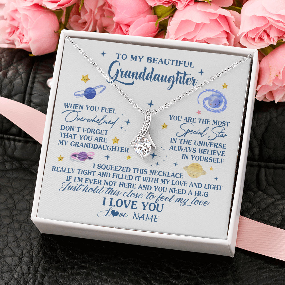 Personalized To My Beautiful Granddaughter Gifs From Grandma Necklace Inspirational Granddaughter Birthday Jewelry Christmas Customized Gift Box Message Card