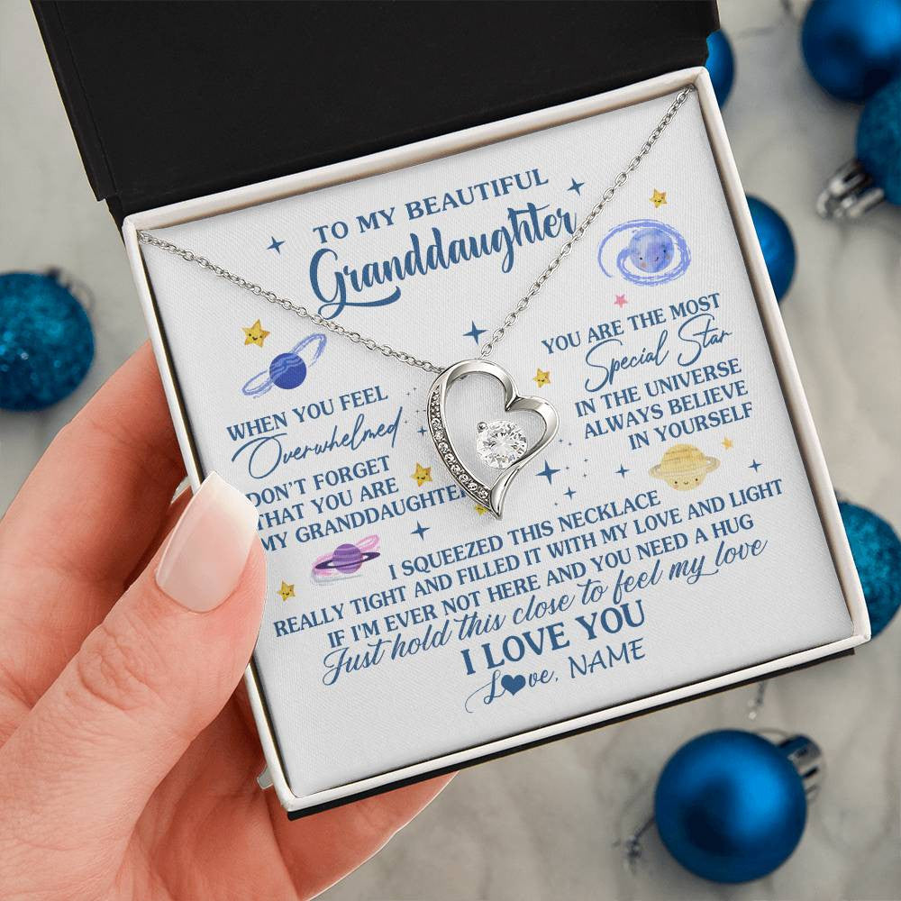 Personalized To My Beautiful Granddaughter Gifs From Grandma Necklace Inspirational Granddaughter Birthday Jewelry Christmas Customized Gift Box Message Card