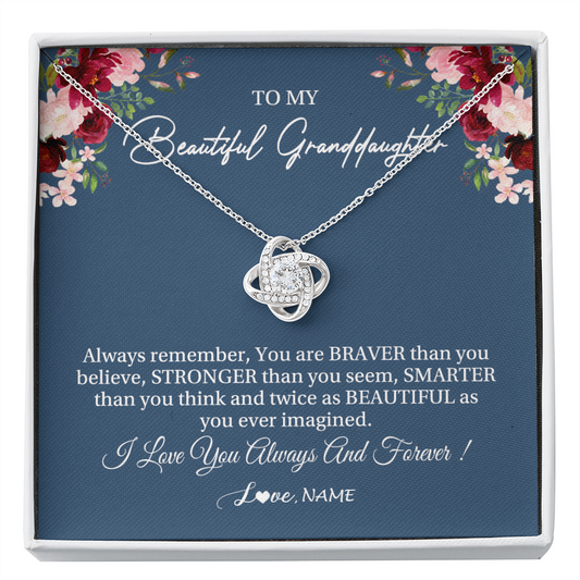 Personalized To My Beautiful Granddaughter Necklace From Grandma Braver Stronger Smarter Granddaughter Jewelry Birthday Christmas Customized Message Card