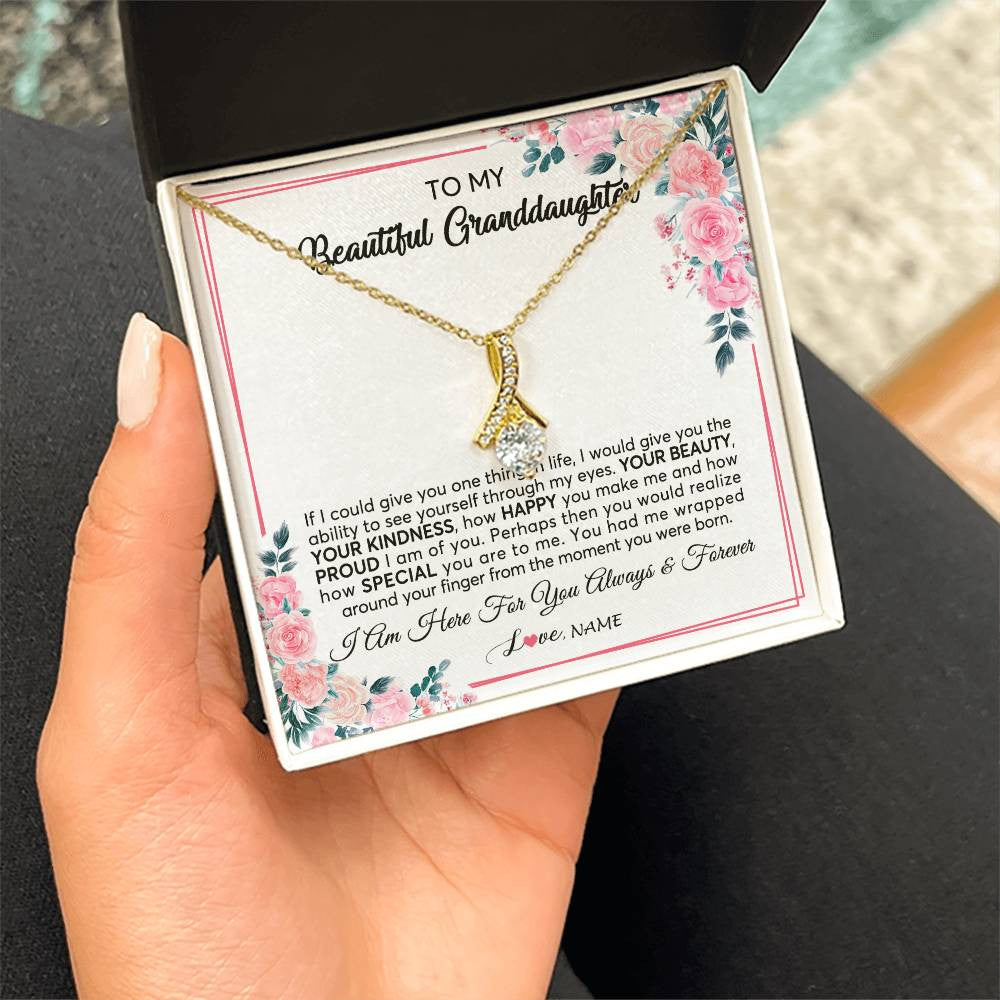 Personalized To My Beautiful Granddaughter Necklace From Grandma I Am Here For You Floral Granddaughter Birthday Christmas Customized Gift Box Message Card