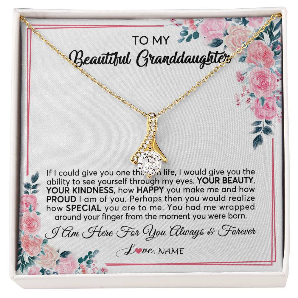 Personalized To My Beautiful Granddaughter Necklace From Grandma I Am Here For You Floral Granddaughter Birthday Christmas Customized Gift Box Message Card