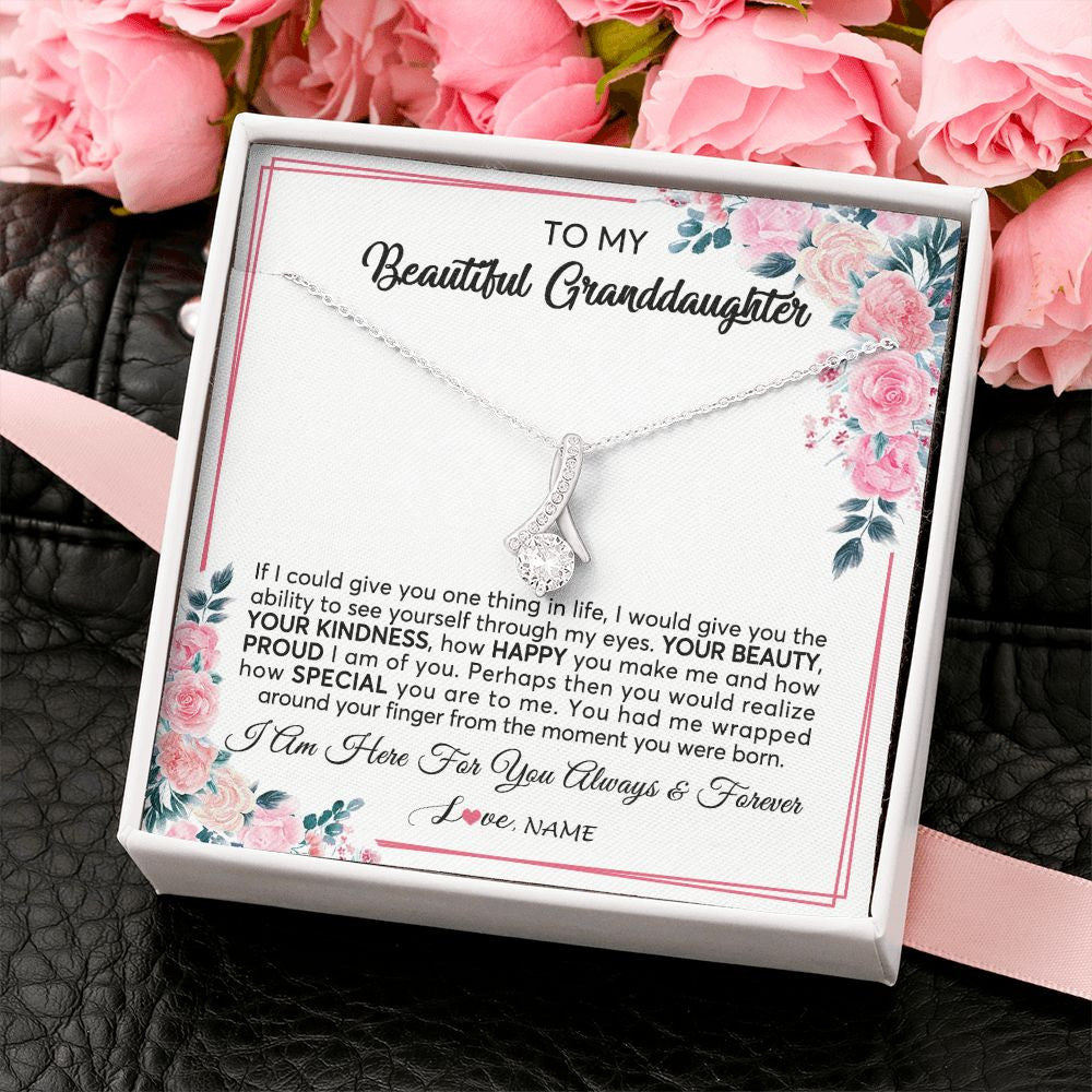 Personalized To My Beautiful Granddaughter Necklace From Grandma I Am Here For You Floral Granddaughter Birthday Christmas Customized Gift Box Message Card