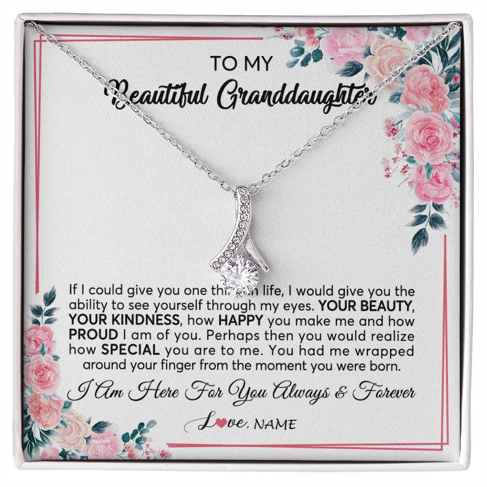 Personalized To My Beautiful Granddaughter Necklace From Grandma I Am Here For You Floral Granddaughter Birthday Christmas Customized Gift Box Message Card