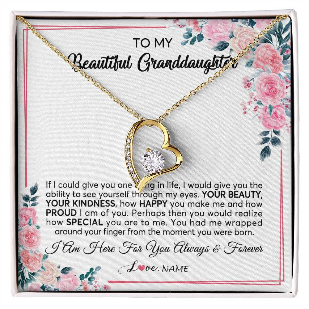Personalized To My Beautiful Granddaughter Necklace From Grandma I Am Here For You Floral Granddaughter Birthday Christmas Customized Gift Box Message Card